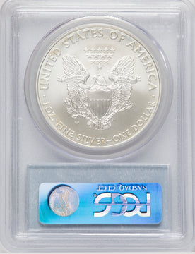 2008-W S$1 Silver Eagle Burnished Blue Gradient PCGS SP70