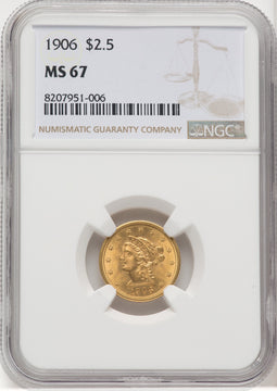 1906 $2.50 Liberty Quarter Eagle NGC MS67 (506059005)