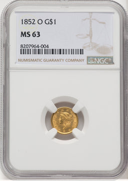 1852-O G$1 Gold Dollar NGC MS63 (767800015)