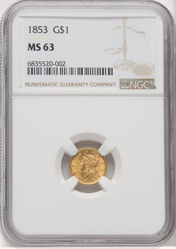 1853 G$1 Gold Dollar NGC MS63 (67670002)