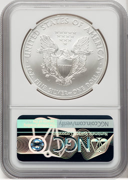 2008-W S$1 Silver Eagle Burnished Brown Label NGC MS70