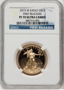 2015-W $25 Half-Ounce Gold Eagle FR Blue NGC PF70
