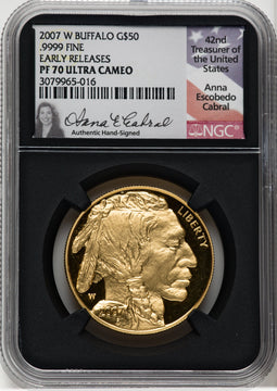 2007-W $50 Gold Buffalo NGC PF70 Anna Cabral
