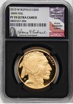 2010-W $50 Gold Buffalo NGC PF70 Anna Cabral