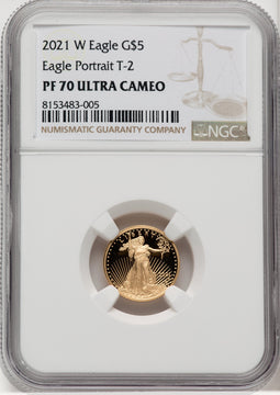 2021-W $5 Tenth Ounce Gold Eagle Type Two NGC PF70