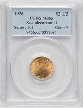 1926 $2.50 SESQUI Commemorative Gold PCGS MS65 (769235045)