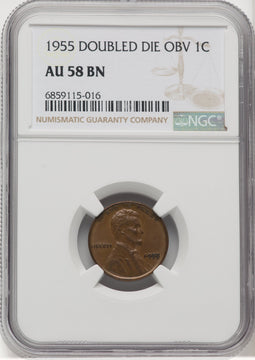 1955 1C Doubled Die Obverse FS-101 BN Lincoln Cent NGC AU58 (769048003)