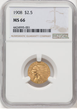 1908 $2.50 Indian Quarter Eagle NGC MS66 (768428005)