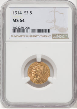 1914 $2.50 Indian Quarter Eagle NGC MS64 (769303001)