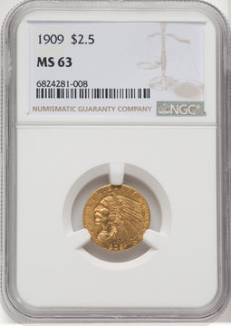 1909 $2.50 Indian Quarter Eagle NGC MS63 (769303016)