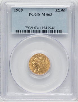 1908 $2.50 Indian Quarter Eagle PCGS MS63 (769303023)