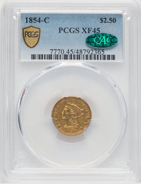 1854-C $2.50 CAC Liberty Quarter Eagle PCGS XF45