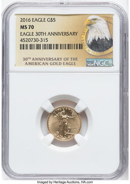 2016 Tenth-Ounce Gold Eagle 30th Anniversary NGC MS70