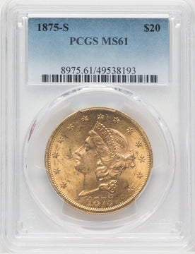 1875-S $20 Liberty Double Eagle PCGS MS61 (177021015)