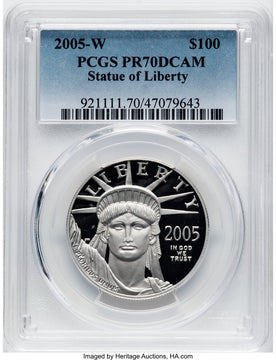 2005-W $100 One-Ounce Platinum Eagle Statue of Liberty PCGS PR70