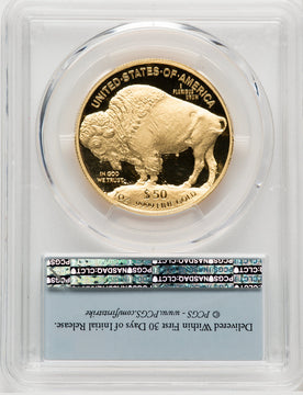 2016-W $50 One-Ounce Gold Buffalo Tenth Anniversary First Strike Baltimore March 2016 FS Flag PCGS PR70