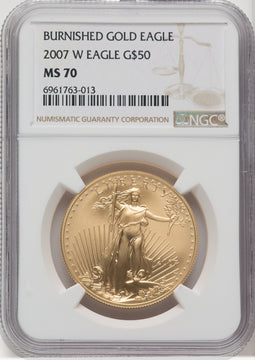 2007-W $50 One-Ounce Gold Eagle Brown Label NGC MS70 (769402001)