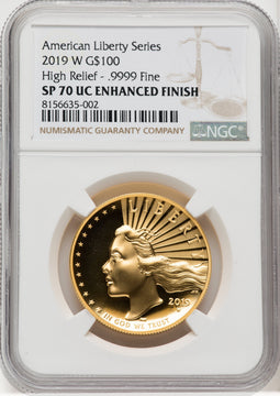 2019-W $100 High Relief Enhanced DMPL NGC MS70