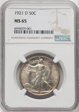 1921-D 50C Walking Liberty Half Dollar NGC MS65
