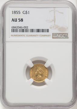 1855 G$1 Type Two Gold Dollar NGC AU58 (769485057)