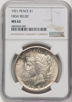 1921 Peace Dollar NGC MS62