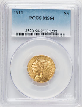 1911 $5 Indian Half Eagle PCGS MS64 (769416014)