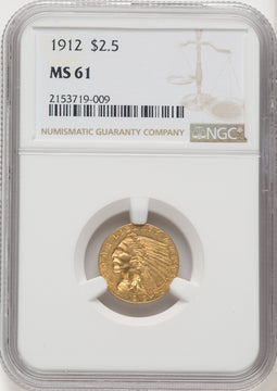 1912 $2.50 Indian Quarter Eagle NGC MS61 (769211064)