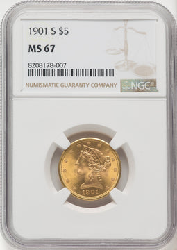 1901-S $5 Liberty Half Eagle NGC MS67 (757512072)