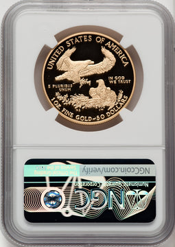 2021-W $50 Gold Eagle T-1 First Releases NGC PF70 Reagan