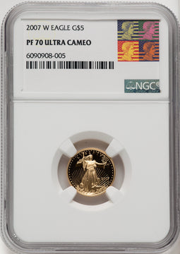 2007-W $5 Gold Eagle NGC PF70 Reagan Label
