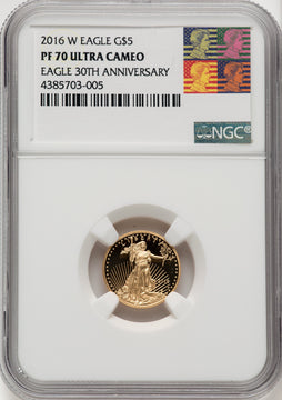2016-W $5 Gold Eagle 30th Anniversary NGC PF70 Reagan Label