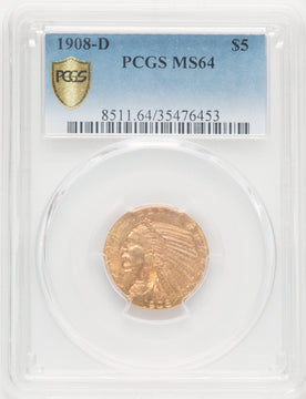 1908-D $5 Indian Half Eagle PCGS MS64 (769755055)