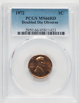 1972 1C Doubled Die Obverse RD Lincoln Cent PCGS MS66 (769236146)