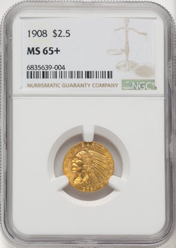 1908 $2.50 Indian Quarter Eagle NGC MS65+ (767261017)