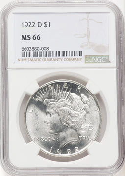 1922-D Peace Dollar NGC MS66