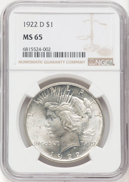 1922-D Peace Dollar NGC MS65 (519581039)