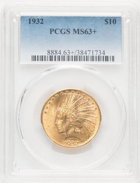 1932 $10 Blue Gradient Indian Eagle PCGS MS63+