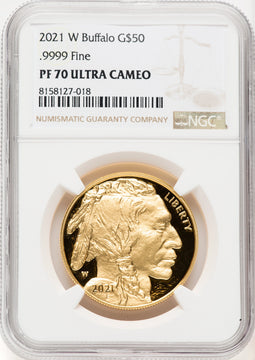 2021-W 1 oz Gold Buffalo Brown Label NGC PF70