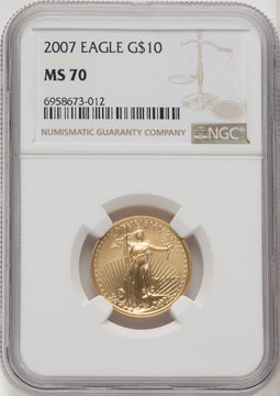 2007 $10 Quarter-Ounce Gold Eagle Brown Label NGC MS70