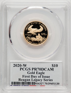 2020-W 1/4 Ounce Gold Eagle FDI Michael Reagan PCGS PR70