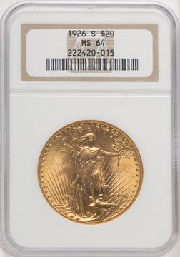1926-S $20 Saint-Gaudens Double Eagle NGC MS64 (770042001)