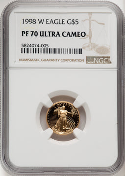 1998-W Gold American Eagle Brown Label 4-Coin Set NGC PF70