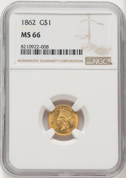 1862 G$1 Gold Dollar NGC MS66 (769285046)