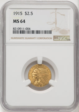 1915 $2.50 Indian Quarter Eagle NGC MS64 (769295026)