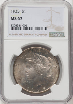 1925 Peace Dollar NGC MS67