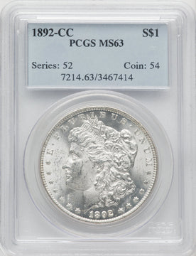 1892-CC Morgan Dollar PCGS MS63