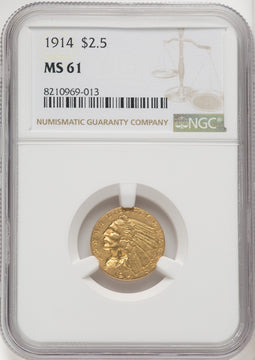 1914 $2.50 Indian Quarter Eagle NGC MS61 (506235059)