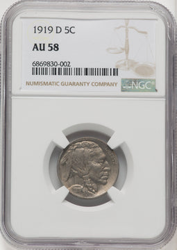 1919-D 5C Buffalo Nickel NGC AU58