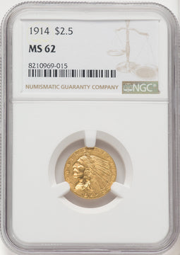 1914 $2.50 Indian Quarter Eagle NGC MS62 (769966001)