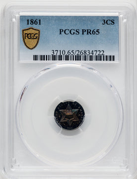 1861 3CS Proof Three Cent Silver PCGS PR65